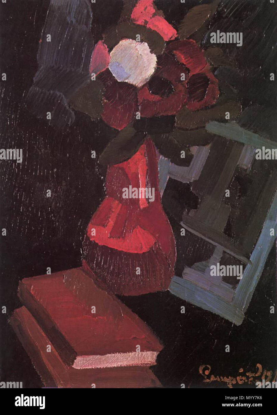 74 Nemes Lampérth fiore-pezzo con libri 1916 Foto Stock