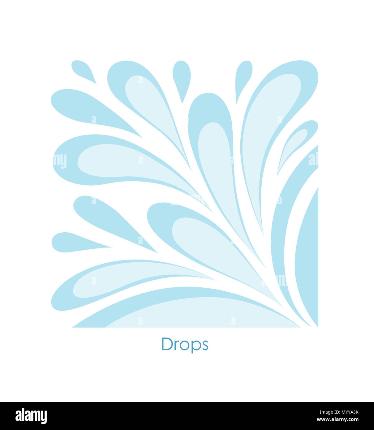 Goccia di acqua su sfondo bianco. Immagine stilizzata di gocce inscritto in un quadrato Illustrazione Vettoriale