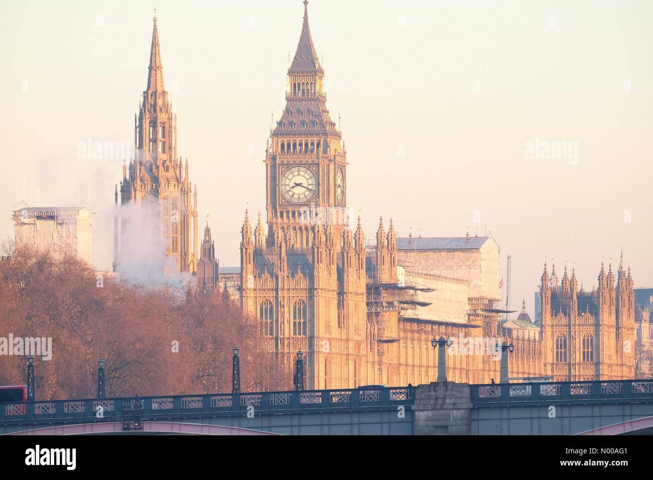 Londra, Regno Unito. Il 20 gennaio 2017. Big ben in luce del sole di mattina Credito: Rachel Megawhat / StockimoNews/Alamy Live News Foto Stock