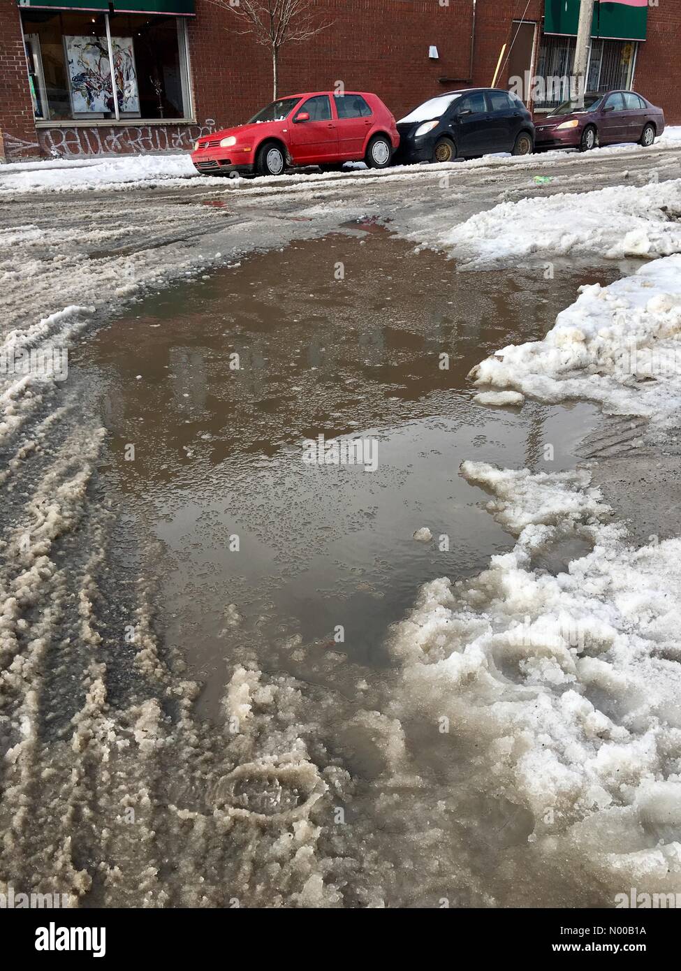 Confuso strade di Montreal Foto Stock