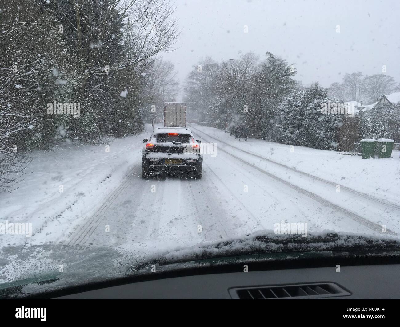 Neve pesante Guiseley West Yorkshire Regno Unito meteo Foto Stock