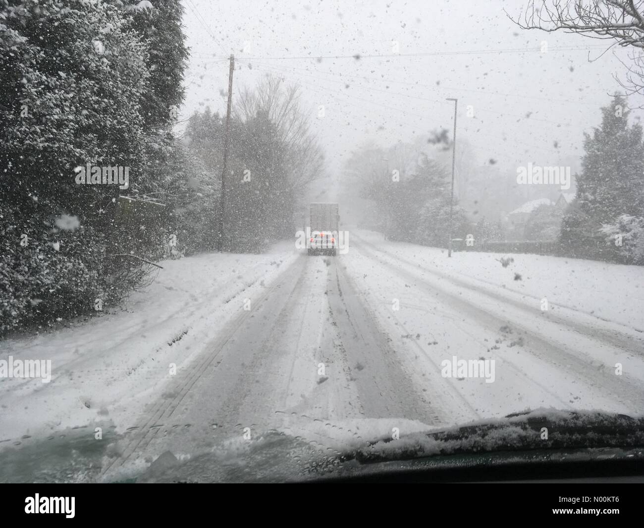 Neve pesante Guiseley West Yorkshire Regno Unito meteo Foto Stock