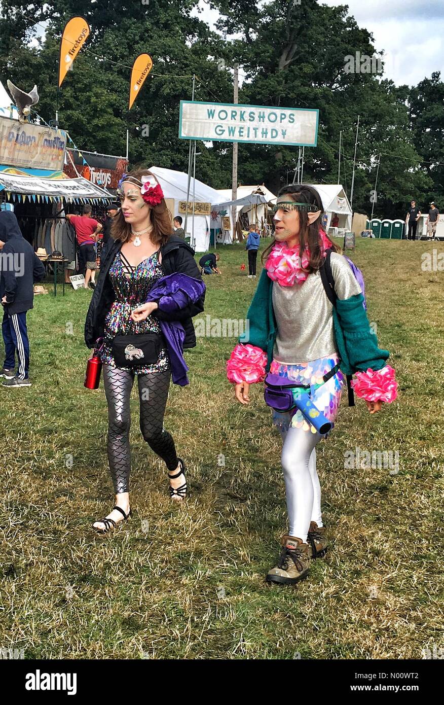 Crickhowell, UK. 17 Ago, 2018. Green Man festival. Colorato folk al festival eclettico. Credito: nidpor/StockimoNews/Alamy Live News Foto Stock