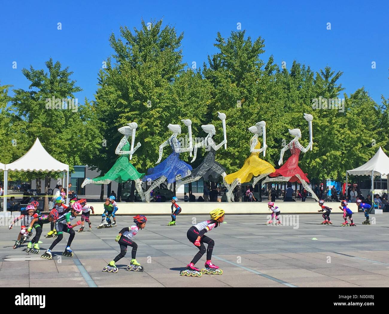 Pechino, Cina. Settembre 24, 2018 - Pechino, Cina. Lame a rullo di formazione presso l'Olympic Sports Park. Credito: Irkin09/StockimoNews/Alamy Live News Foto Stock