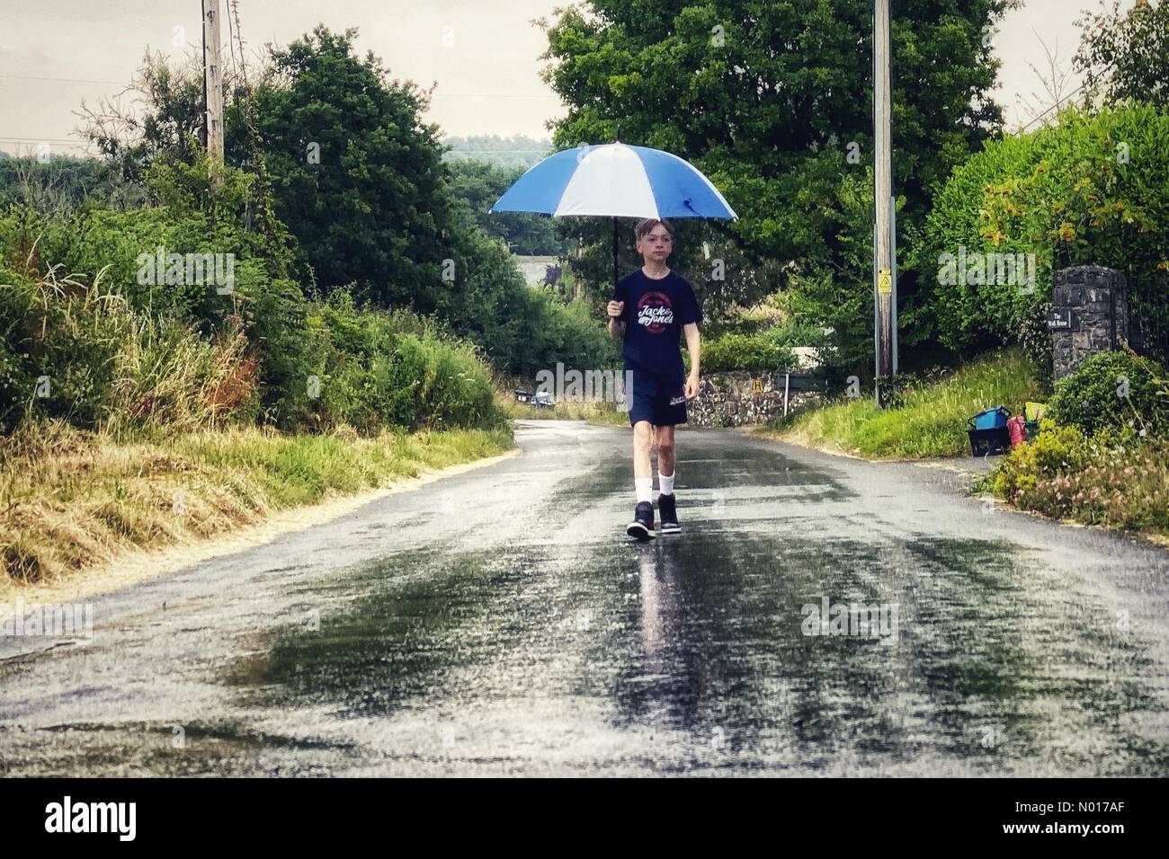 UK Meteo: Breve cambiamento del tempo sorpresa pioggia rompe l'onda di calore a Doddiscombsleigh, Devon, UK. 19 luglio 2022. Credit nidpor/ Alamy Live News Credit: Nidpor/StockimoNews/Alamy Live News Foto Stock