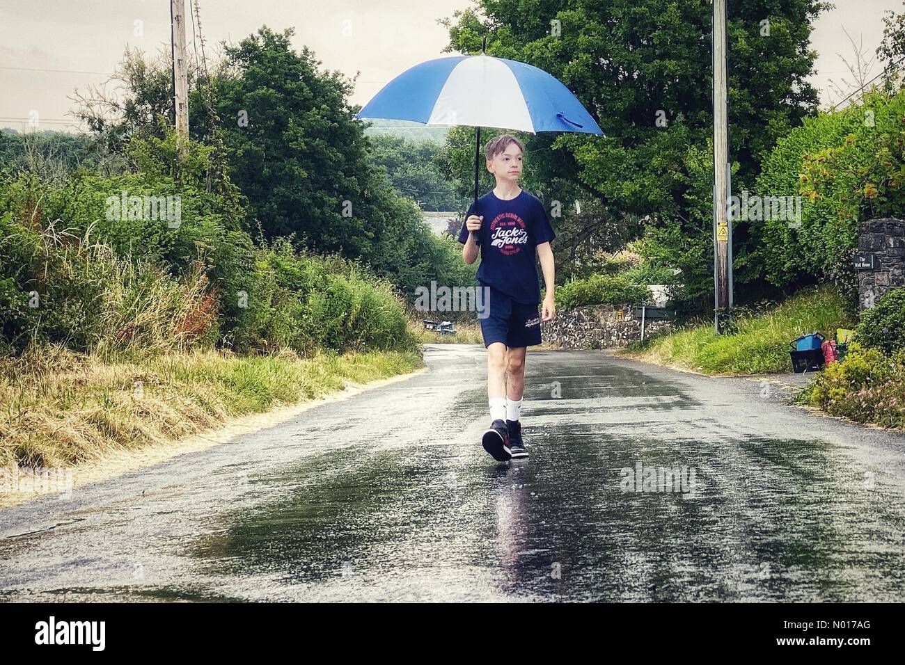 UK Meteo: Breve cambiamento del tempo come pioggia di sorpresa rompe l'onda di calore a Doddiscombsleigh, Devon, Regno Unito. 19 luglio 2022. Credit nidpor/ Alamy Live News Credit: Nidpor/StockimoNews/Alamy Live News Foto Stock