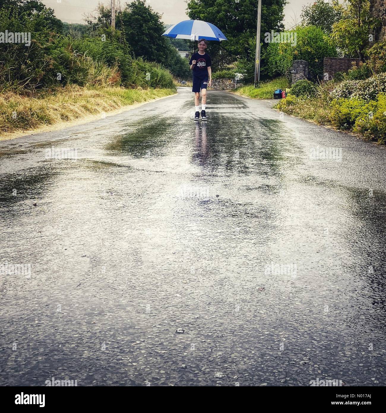 UK Meteo: Short sharp shower welcome sorpresa pioggia breaks caldo onda in Doddiscombsleigh, Devon, Regno Unito. 19 luglio 2022. Credit nidpor/ Alamy Live News Credit: Nidpor/StockimoNews/Alamy Live News Foto Stock