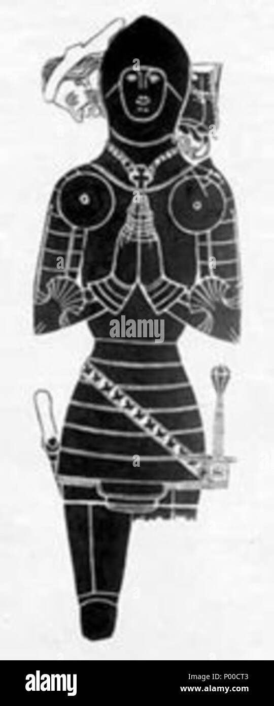 . Inglese: un'illustrazione dell'ottone funeraria di Sir John Drayton (morto nel 1417) di Nuneham Courtenay, Oxfordshire, in Dorchester Abbey, Dorchester on Thames, Oxfordshire, Inghilterra, Regno Unito. Drayton era il terzo marito di Isabel Russell, la seconda figlia di Sir Maurice Russell (2 febbraio 1356 - 27 giugno 1416), un alto sceriffo di Gloucestershire, dalla sua prima moglie Isabel Childrey. . 1890;.. Henry oggetto di scherno; originariamente caricato da Lobsterthermidor a Wikipedia in inglese. 50 Illustrazione di Sir John Drayton il funerale di ottone, Dorchester Abbey, Dorchester on Thames, Oxfordshire, Inghilterra Foto Stock