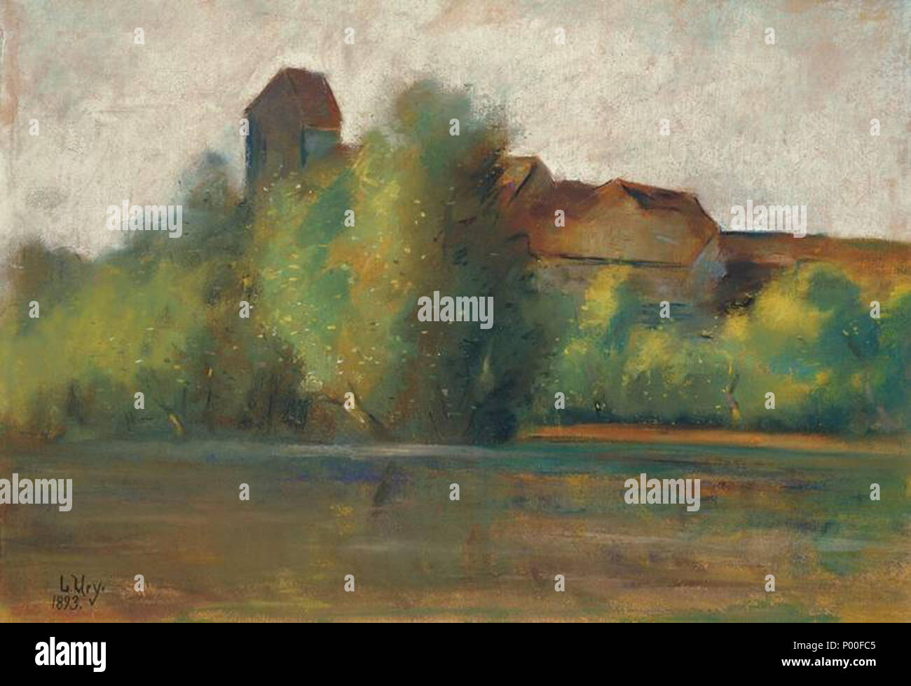 . Insel im vedere (Ratzeburg?). 1893. Pastel auf pappe. 34,8 x 49,8 cm . 1893 64 Lesser Ury Insel im vedere Foto Stock