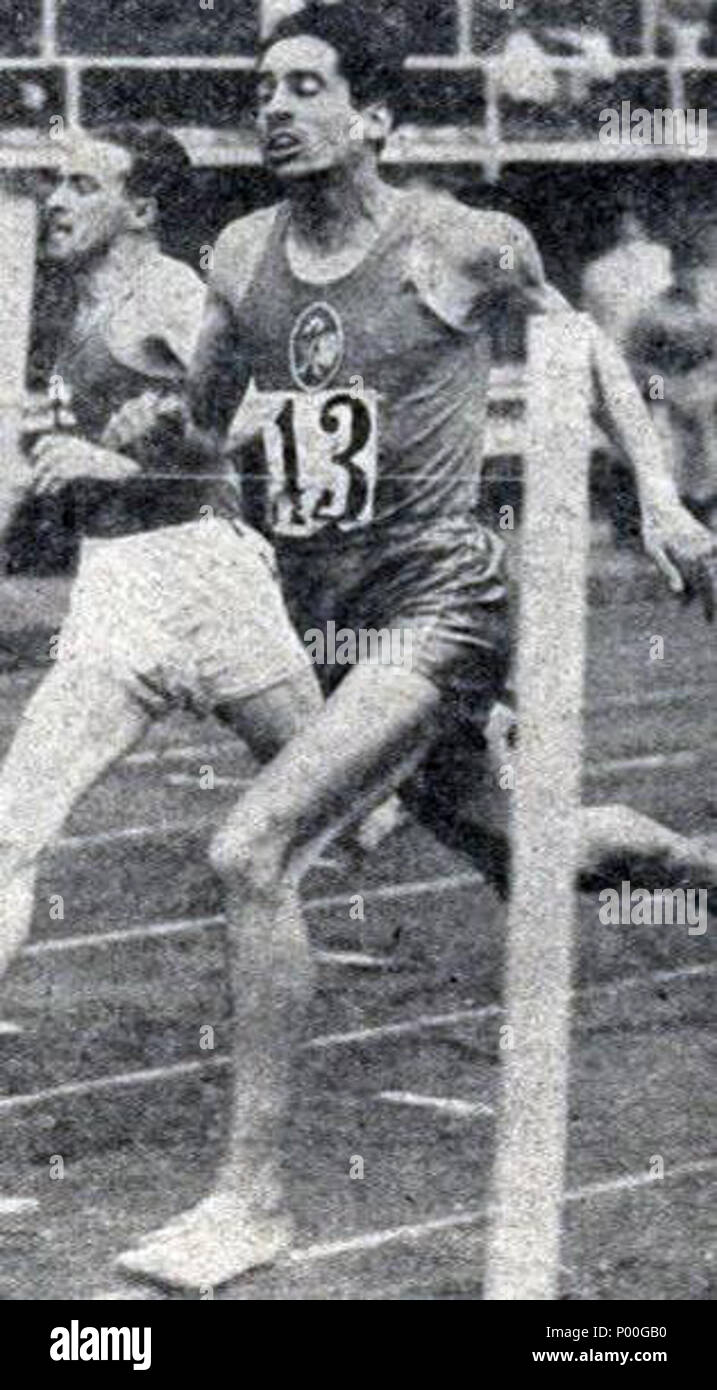 68 Marcel Hansenne Vainqueur du 800 mètres face à la FINLANDE Tutta, en 1947 Foto Stock