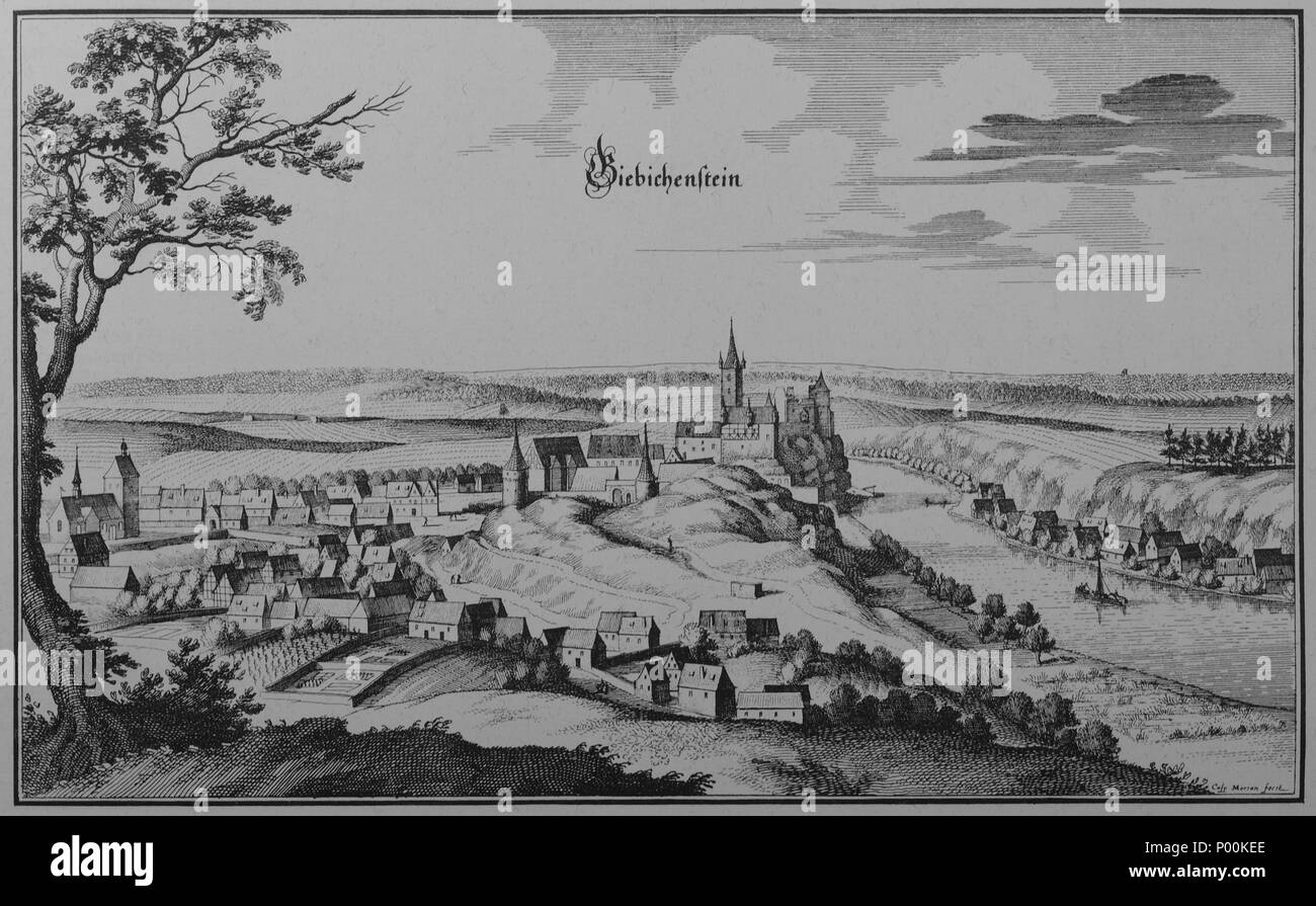 . Deutsch: Giebichenstein, Halle (Saale), Sachsen-Anhalt, Deutschland . prima di 1653 10 Giebichenstein (Merian) Foto Stock