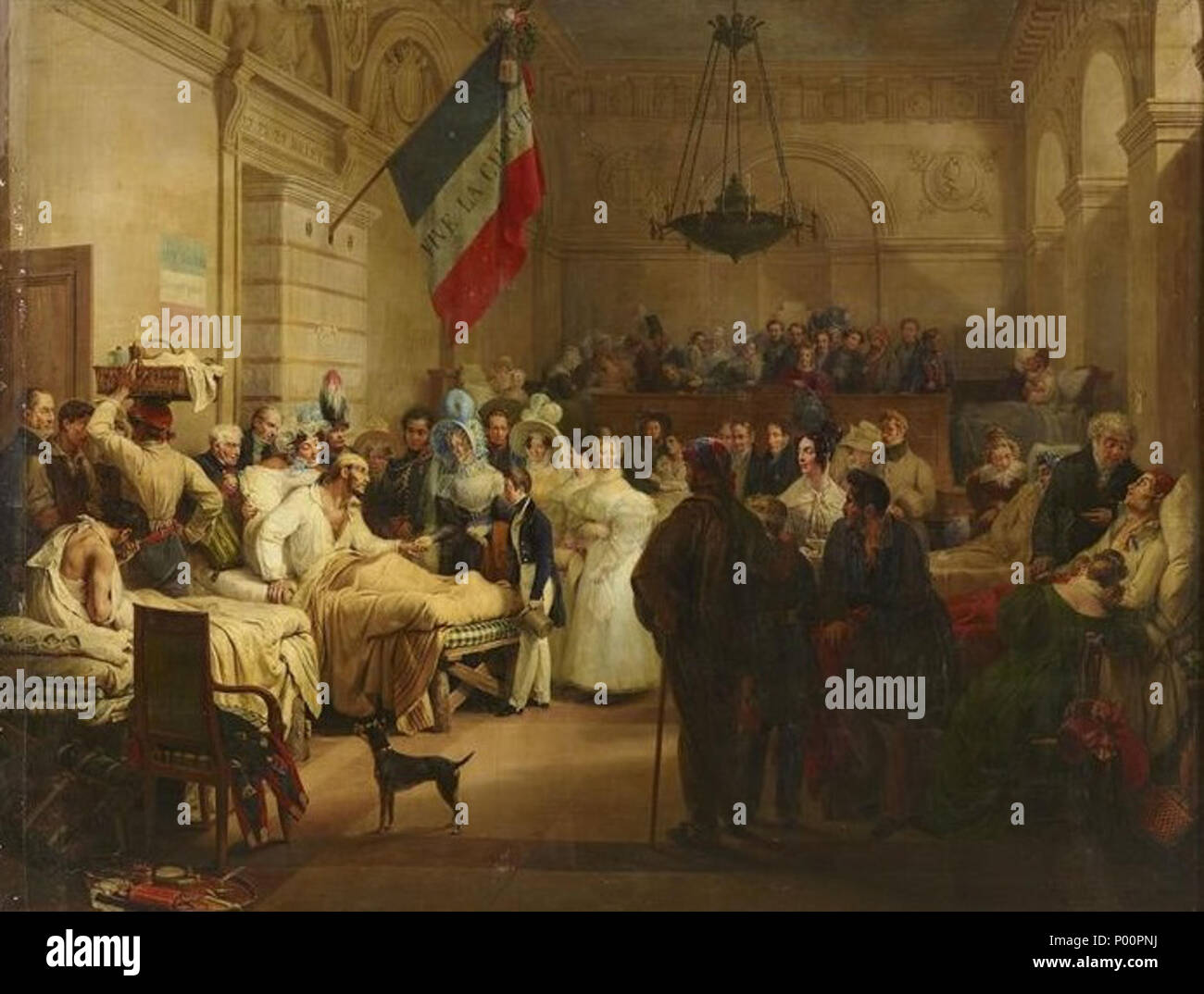 98 La duchessa di Orléans visita i feriti della tre giorni di gloria della rivoluzione di luglio 1830 Foto Stock