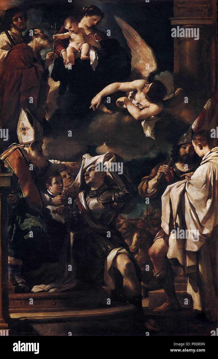 . Italiano: vestizione di San Guglielmo d'Aquitania - Olio su tela, cm. 345 x 231 . 1620. Guercino - Bologna, Pinacotea Nazionale 103 Vestizione di San Guglielmo d'Aquitania Foto Stock