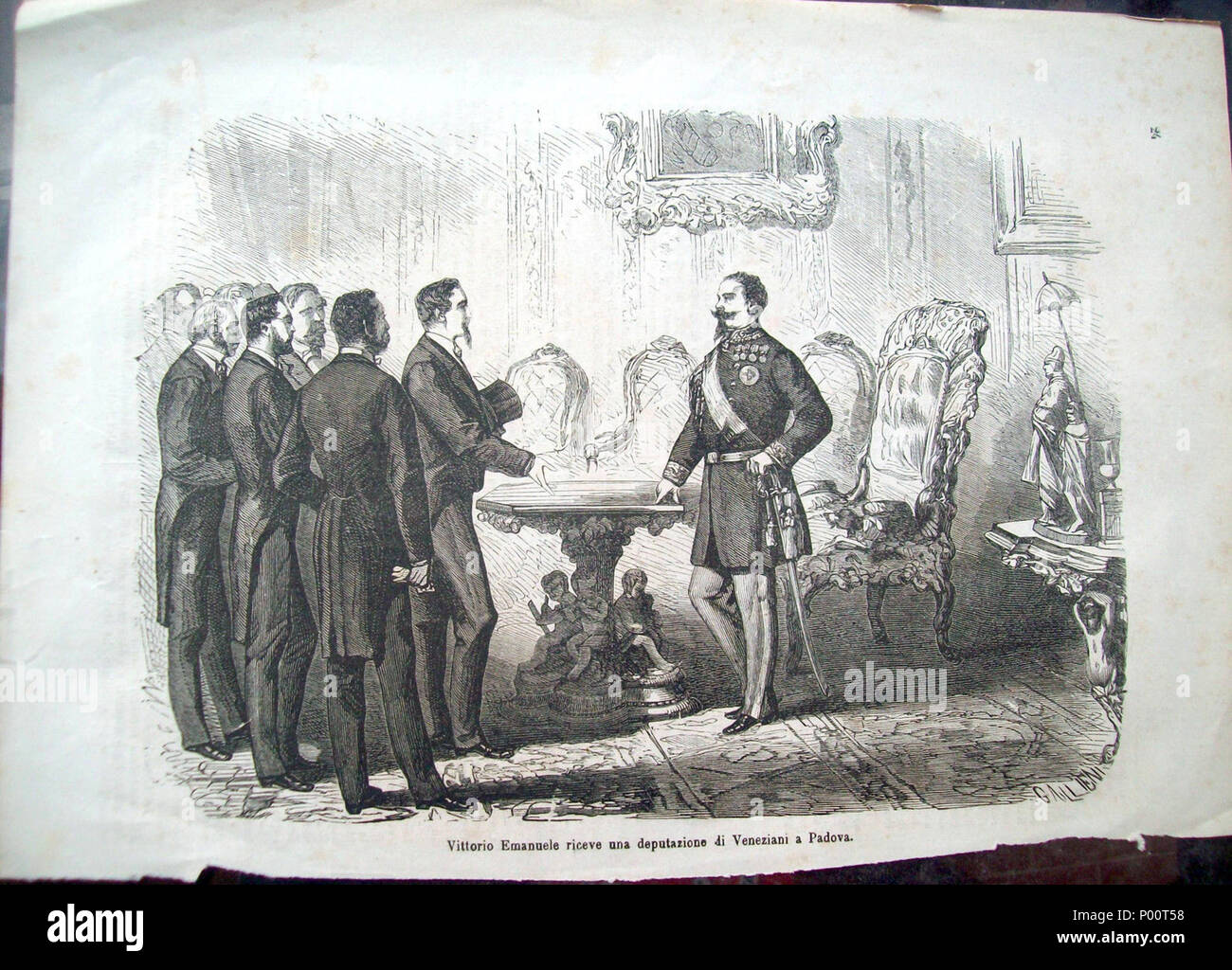 . Italiano: VITTORIO EMANUELE CHE RICEVE I VENEZIANI A PADOVA . 1866. Sconosciuto 104 VITTORIO EMANUELE CHE RICEVE I VENEZIANI A PADOVA Foto Stock