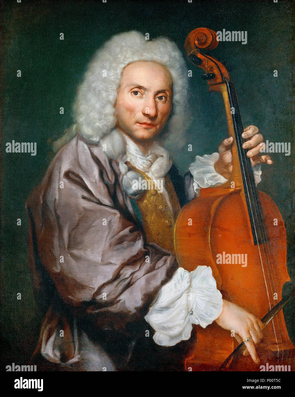 . Inglese: Ritratto di un violoncellista . Ritratto di un violoncello Player . tra il 1745 e il 1750 17 Giacomo Ceruti - Ritratto di un violoncellista Foto Stock