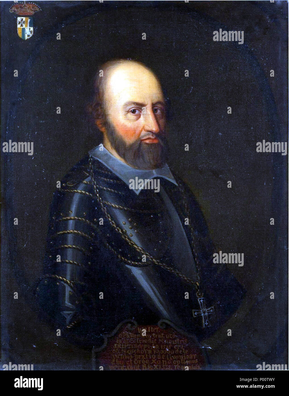 . Deutsch: Wolter von Plettenberg, Gemälde, Deutscher Meister, um 1700, Öl auf Leinwand, 93 x 72 cm inglese: Wolter von Plettenberg, Tedesco vecchio maestro dipinto intorno al 1700, olio su tela, 93 x 72 cm . circa 1700. Pittore sconosciuto 107 Wolter von Plettenberg (1450-1535) Foto Stock