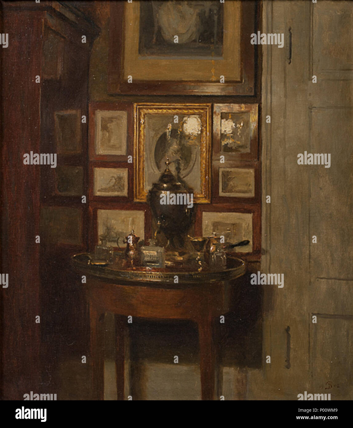 Km1818 Pietro Ilsted (1861-1933), Interioer med en samovar. Aften, 1902 81 Peter Ilsted - Interiør med en samovar. Aften - 1902 - Statens Museum Kunst - 2020903 KM1818 Foto Stock