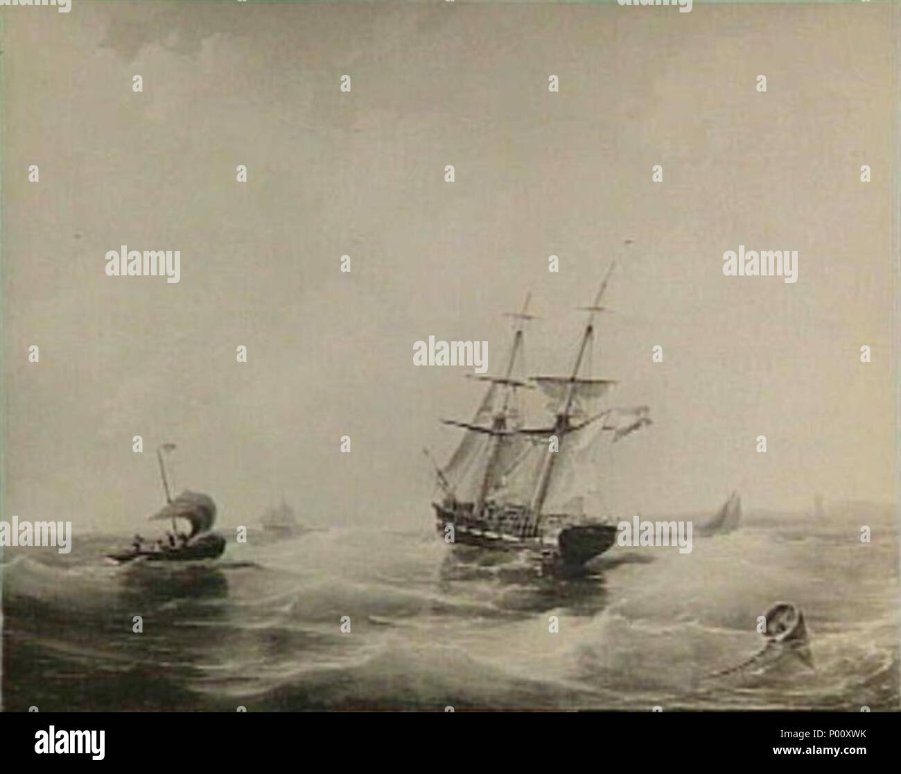 . Nederlands: Zeegezicht. olio su tela. 98 × 136 cm (38,5 × 53,5 in). RCE (B654). Vroeger Rijksmuseum Amsterdam (SK-A-1825). . Tra il 1850 e il 1889. Nicolaas Riegen (1827-1889) Descrizione pittore olandese Data di nascita e morte 31 Maggio 1827 27 Novembre 1889 Luogo di nascita e morte Amsterdam Amsterdam sede di lavoro autorità di Amsterdam control : Q18508552 VIAF:?95763495 ULAN:?500013486 BPN:?RKD 44837295:?66784 92 Seascape da Nicolaas Riegen Rijksdienst voor het Cultureel Erfgoed B654 Foto Stock