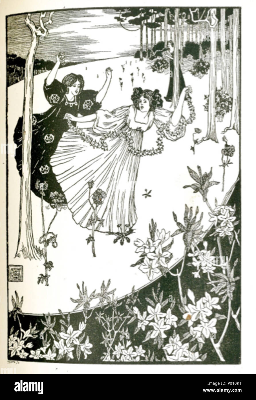 . Inglese: Onu Soir de juin da Arthur Kay Womrath, nella Evergreen estate settentrionali Prenota, 1896, pagina 117. 101 Onu soir de juin Womrath Evergreen Foto Stock