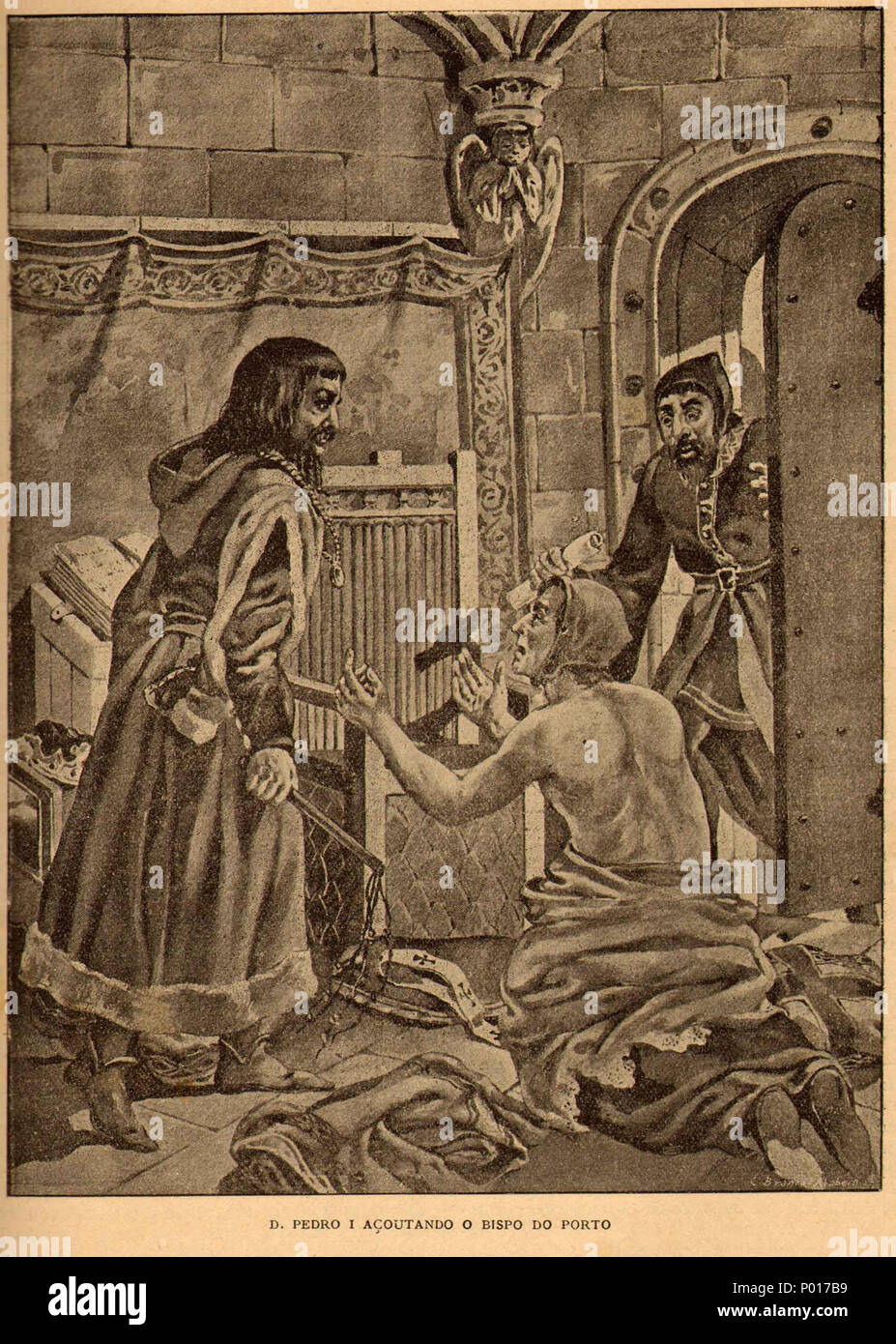 2 D. Pedro I açoitando o Bispo" do Porto - História de Portugal, popolare e ilustrada Foto Stock