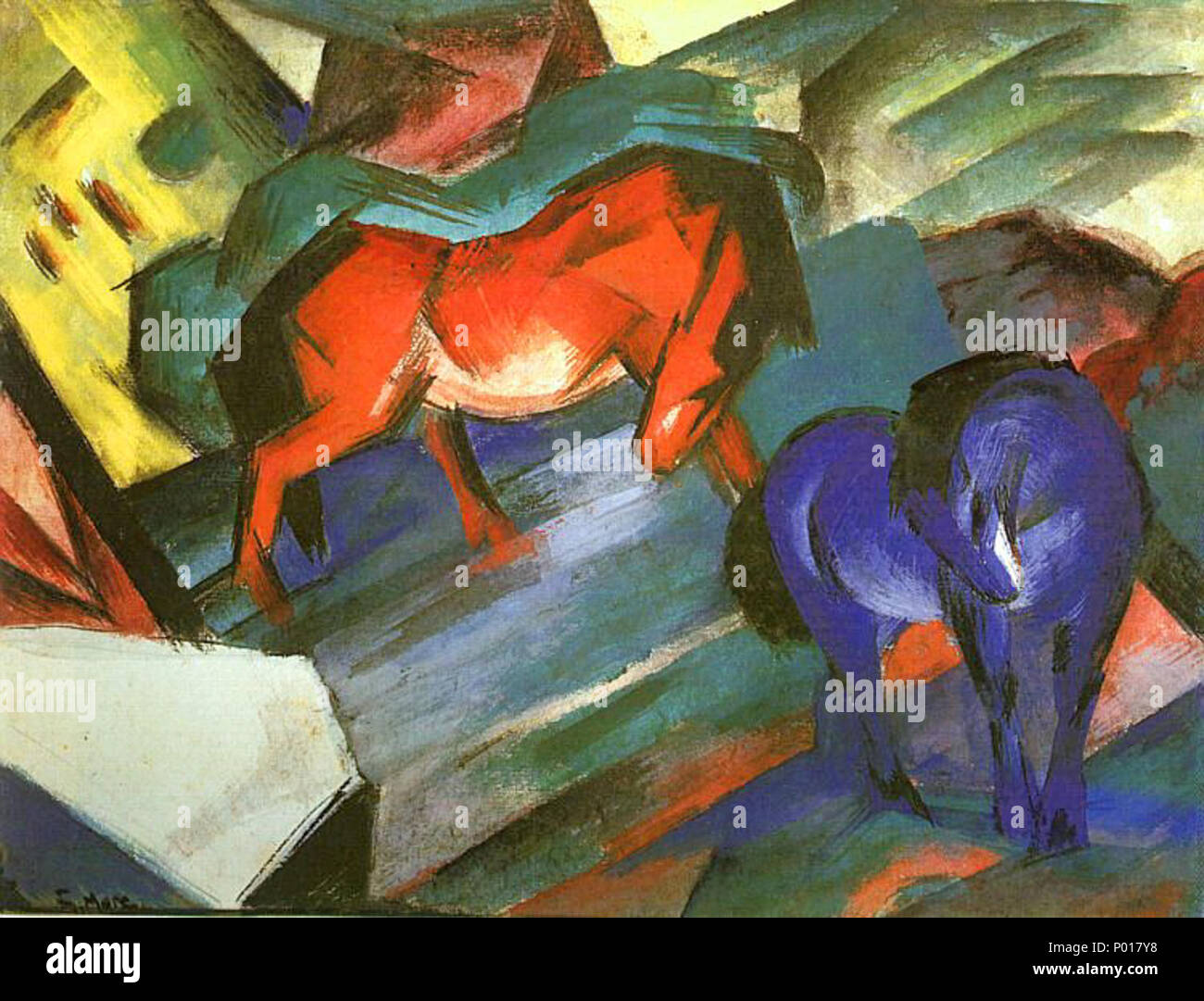 . Il rosso e il blu cavalli . 1912 5 Marc-rosso e cavalli blu Foto Stock