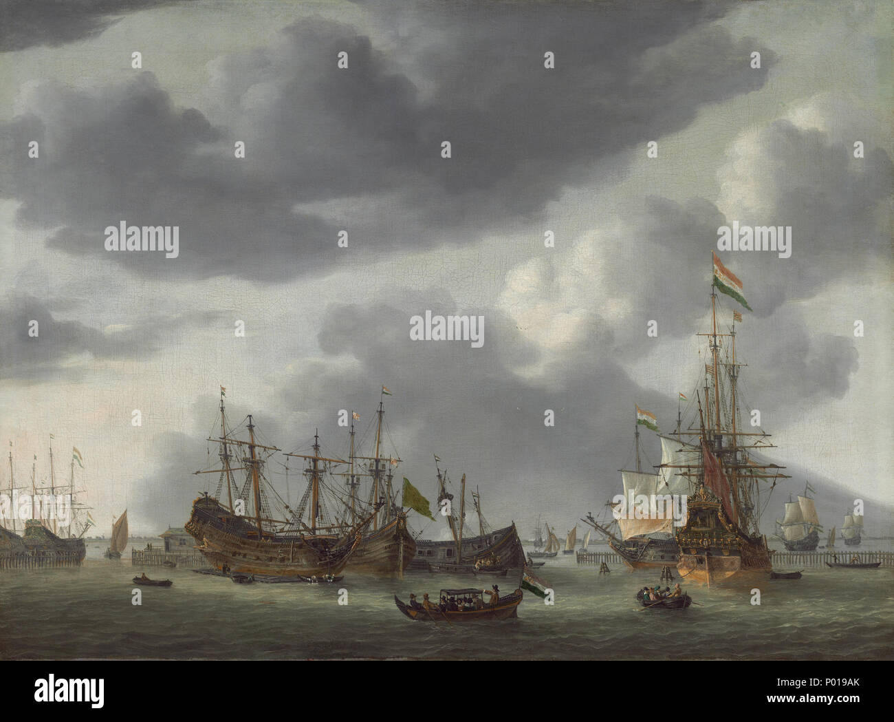 Reinier Nooms, chiamato Zeeman (Olandese, 1624 - 1664 ), porto di Amsterdam Scena, c. 1658, olio su tela, il Lee e Juliet Fondo Folger 3 Porto di Amsterdam una scena16411 Foto Stock