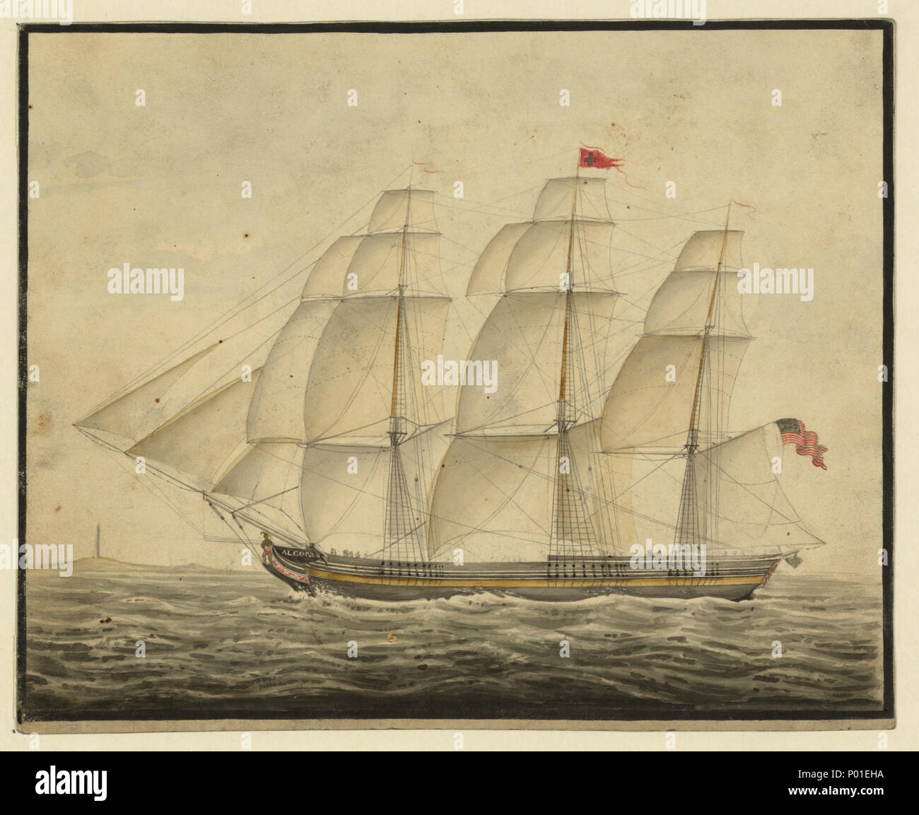 . Inglese: Titolo: Alcon[u?] Abstract/medio: 1 disegno su carta intessuta : Acquarello e inchiostro owith spazzola di grafite. . 1851. Disegni (documentario) raccolta nella Biblioteca del Congresso 277 Alcon(u ) LCCN2004662220 Foto Stock