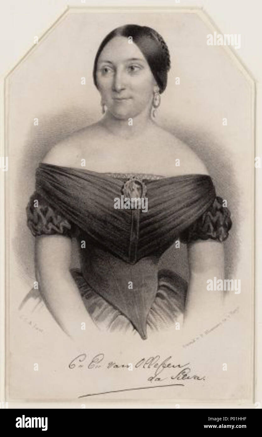 . Inglese: Ritratto di attrice olandese Christina van Ollefen-da Silva (Carel scorso senza data). . Xix secolo. Carel Ultimo (disegno) & P. Blommers (litografia), XIX c. 7 Christina van Ollefen-da Silva (Carel ultimo) Foto Stock