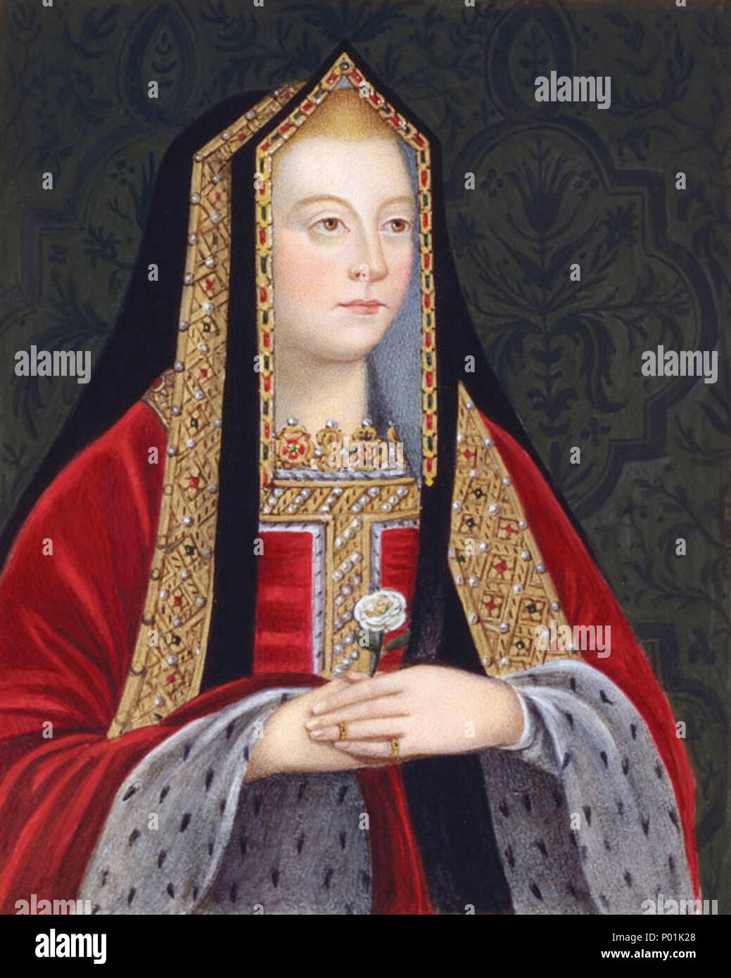 . Inglese: Doppio ritratto di Elisabetta di York e Henry VII tenendo la Rosa Bianca di York . 24 maggio 2009, 23:23 (UTC). Elizabeth e Henry.jpg: Malden, Sarah, contessa di Essex (c. 1761-1838)[1][2] lavoro derivato: Jappalang (PARLA) 29 Elisabetta di York, destro rivolta verso il ritratto Foto Stock