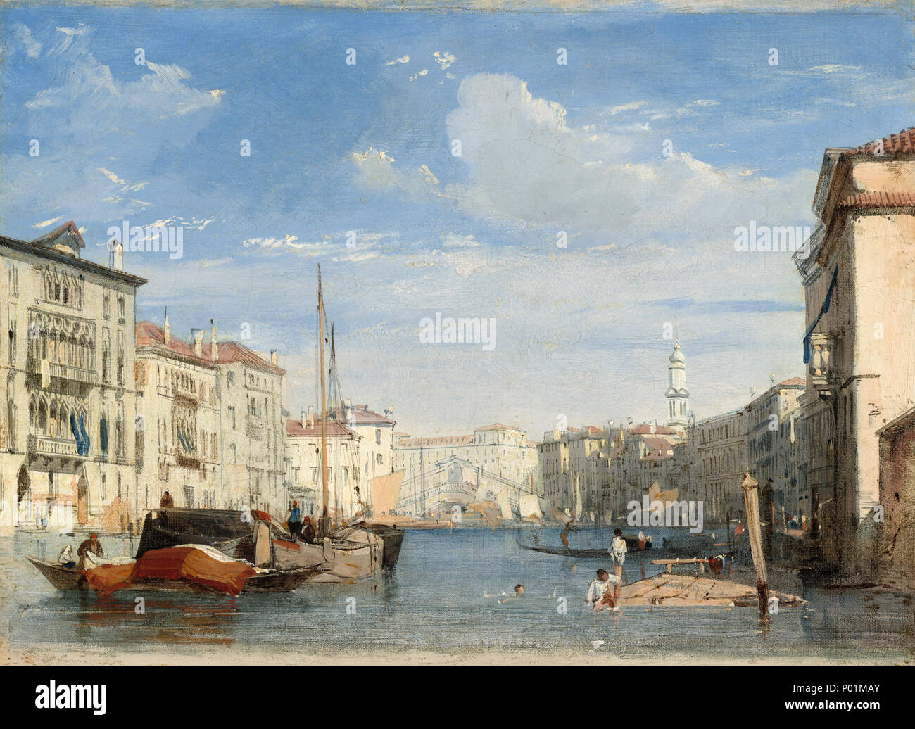 Pittura; olio su tela; complessivo: 26 x 34,7 cm (10 1/4 x 13 11/16 in.) incorniciato: 46 x 54,6 x 7,9 cm (18 1/8 x 21 1/2 x 3 1/8 in.); 23 il Canal Grande A27813 Foto Stock