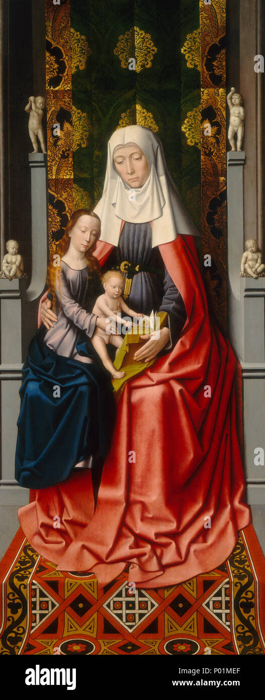 Pittura; olio su pannello; superficie verniciata (compresa l'aggiunta nella parte superiore): 232,5 x 96 cm (91 9/16 x 37 13/16 in.) in generale (pannello): 236.1 x 97,5 cm (92 15/16 x 38 3/8 in.); 23 il Saint Anne Pala di Santa Anna con la Vergine e il Bambino E10533 Foto Stock