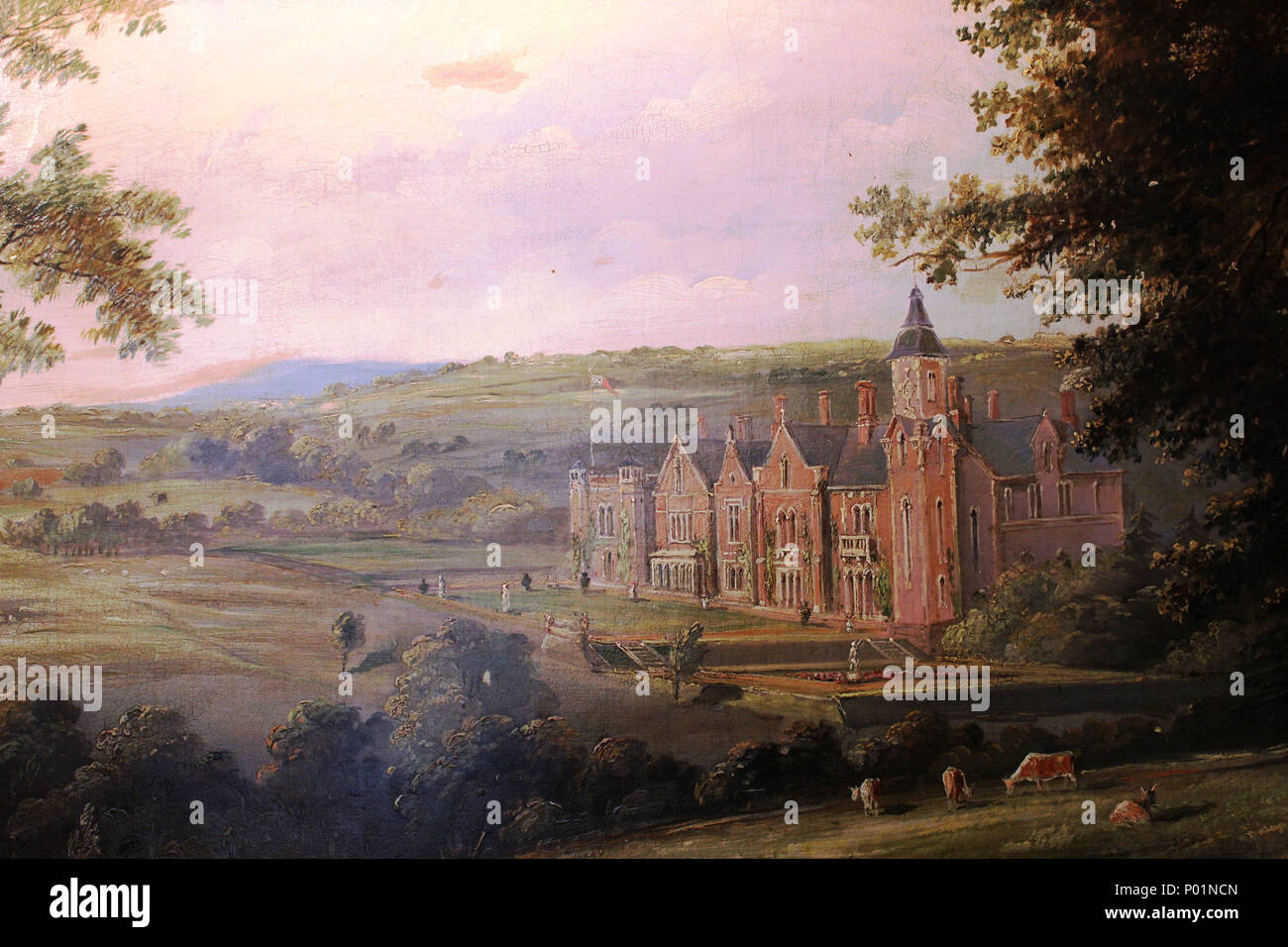 . Inglese: Sezione di un 1880 (data specifica non noto) la pittura di paesaggio del Hendre. . 1880 l. 1 sconosciuto Hendre sezione pittura Foto Stock