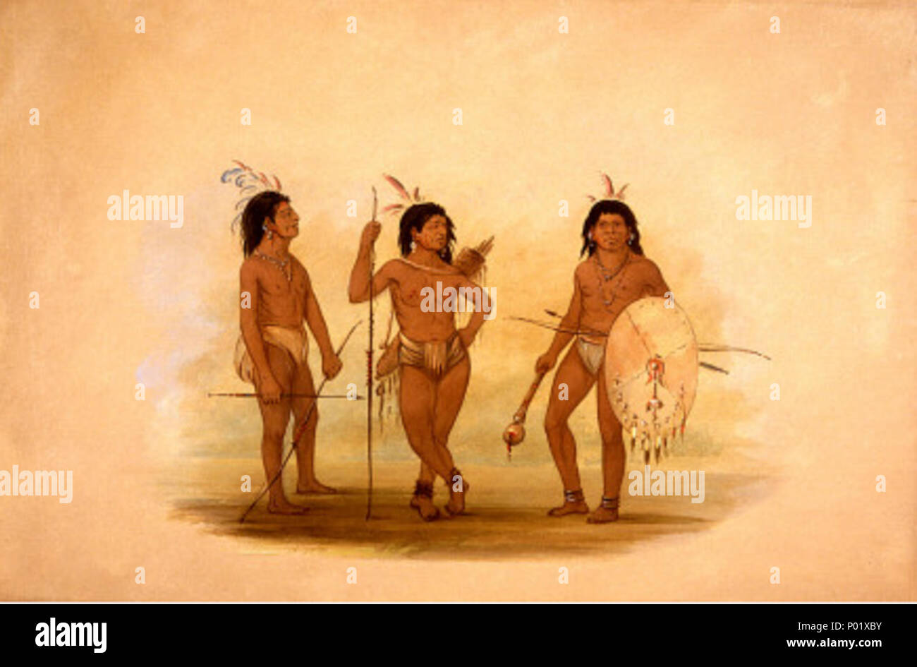 3 un capo pulchee e due giovani guerrieri Foto Stock 3 un capo pulchee e due giovani guerrieri Foto Stock