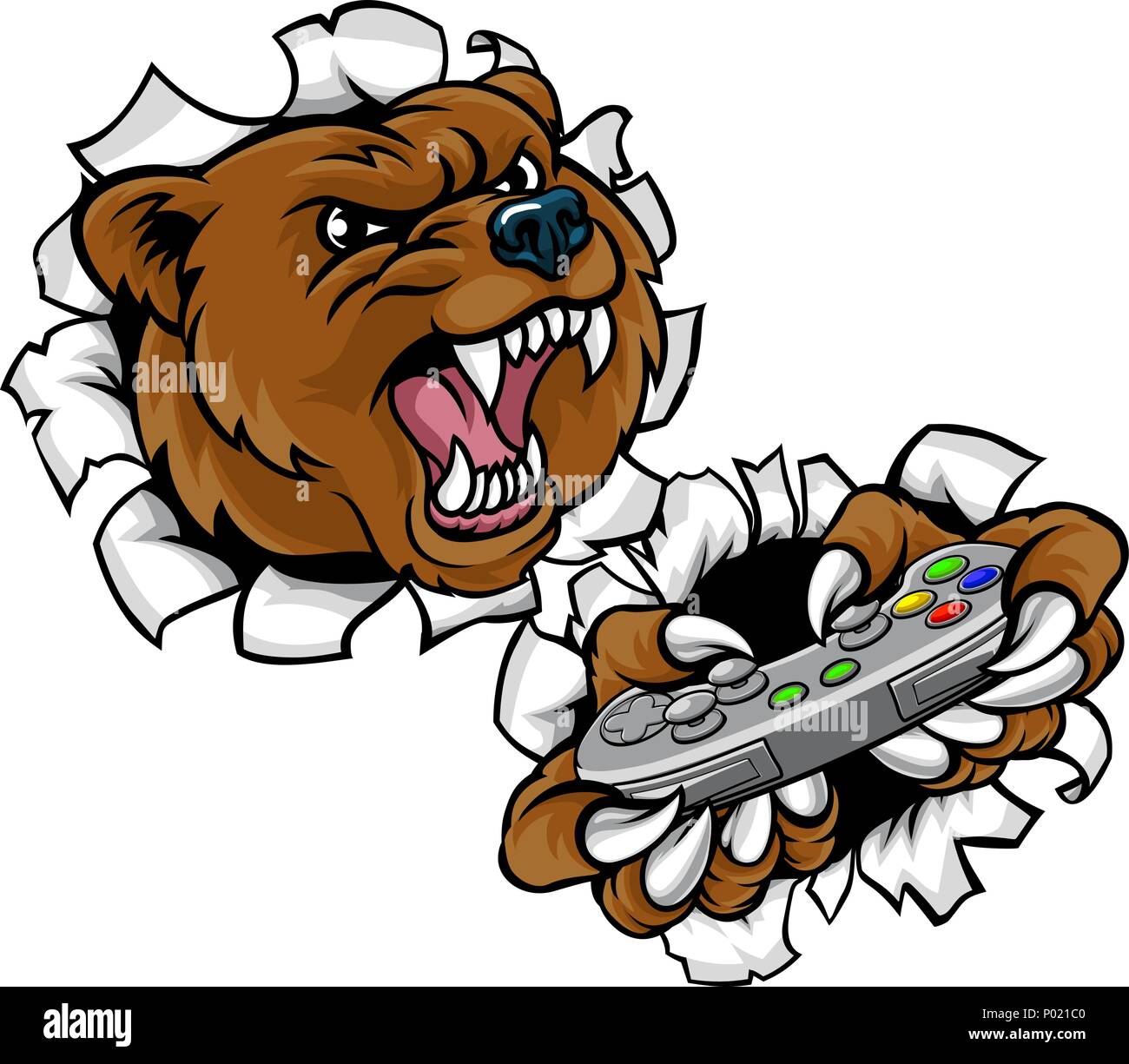 Bear arrabbiato Esports mascotte Illustrazione Vettoriale