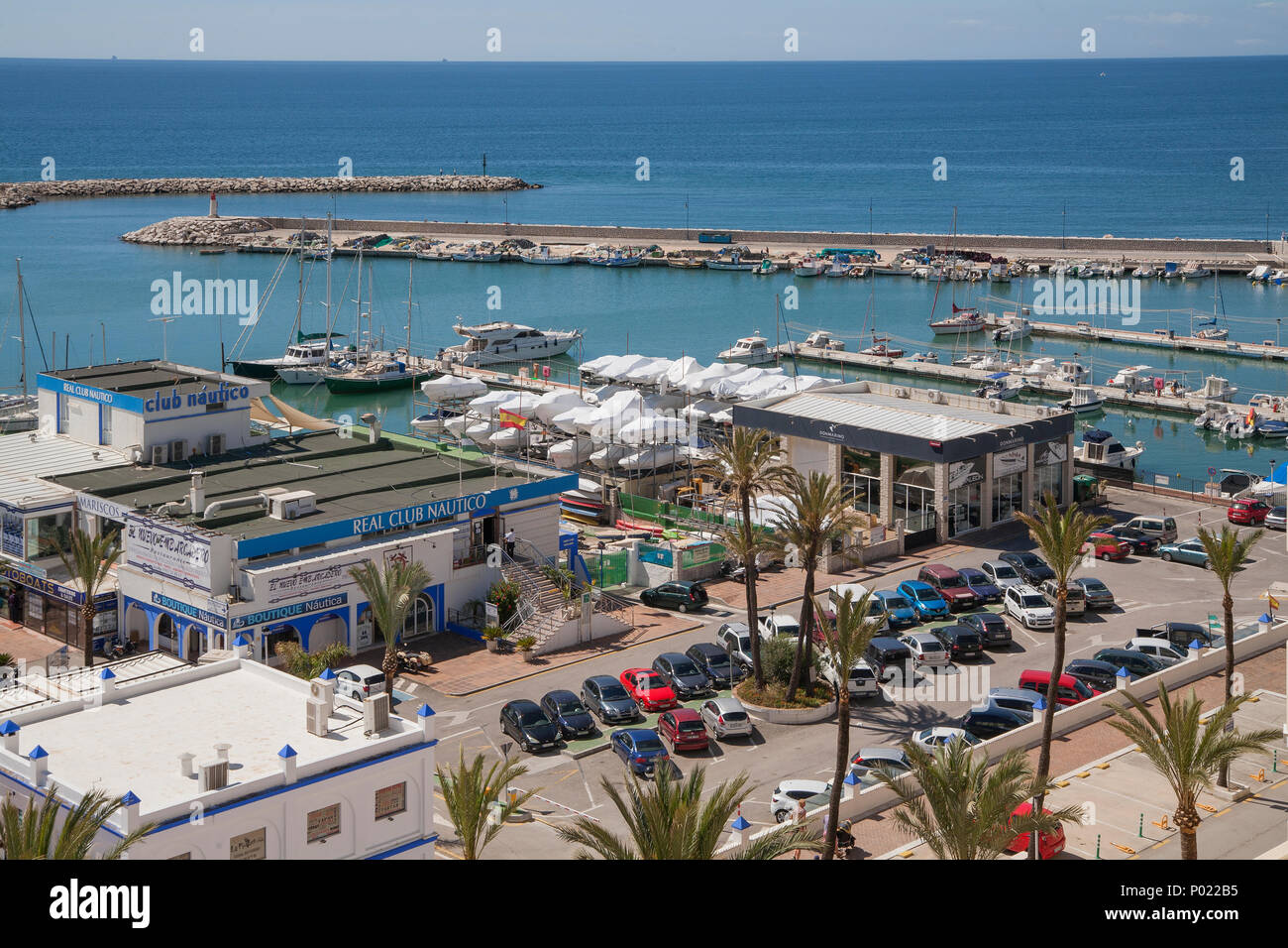 Vista panoramica Porto di Estepona, Spagna Foto Stock