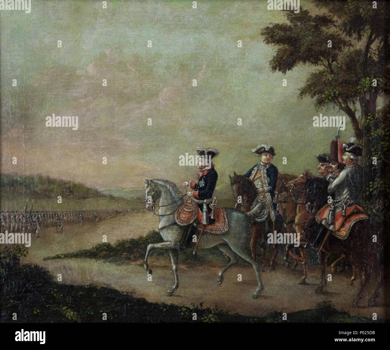 . Federico II di rivedere le truppe a Potsdam . tra circa 1788 e circa 1799 9 Federico II di rivedere le truppe a Potsdam - Competenze Foto Stock