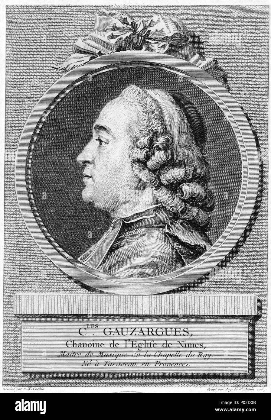 . Inglese: Ritratto di Carlo Gauzargues (1725-1799), compositore francese . 1767 18 Charles Gauzargues da Augustin de Saint-Aubin Foto Stock