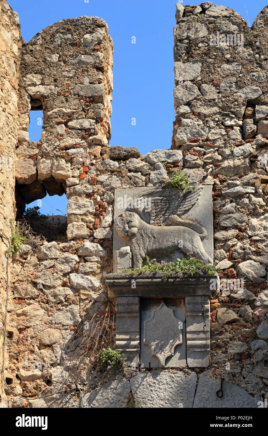 Leone veneziano presso la fortezza Acronauplia, Nafplio, Grecia Foto Stock