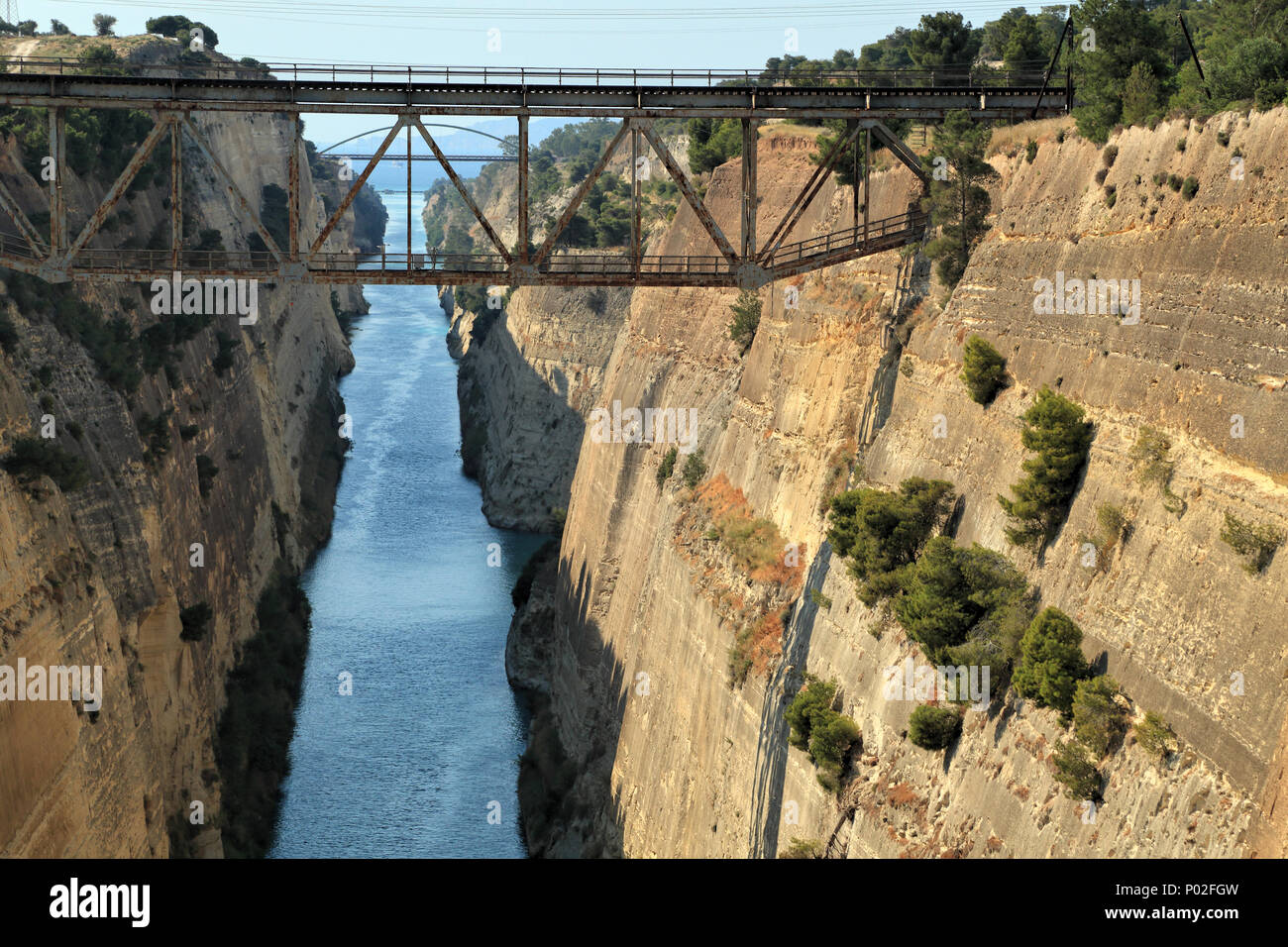 Canale di Corinto bridge, Grecia Foto Stock
