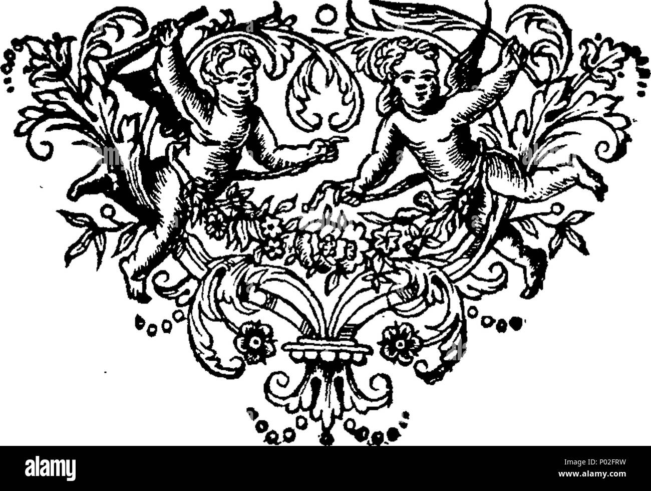 . Inglese: Fleuron dal libro: una breve storia della successione alla corona d'Inghilterra. In cui i fatti, raccolti dalla migliore autorità, sono oppos'd al romanzo assertors di irrinunciabile diritto ereditario. 28 Una breve storia della successione alla Corona di Inghilterra Fleuron T029633-5 Foto Stock