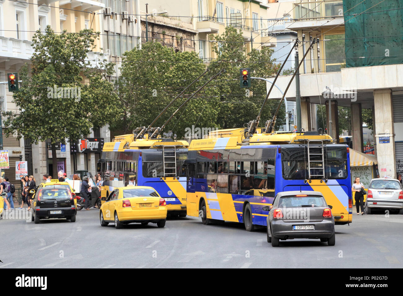 Neoplan filobus in Atene Foto Stock