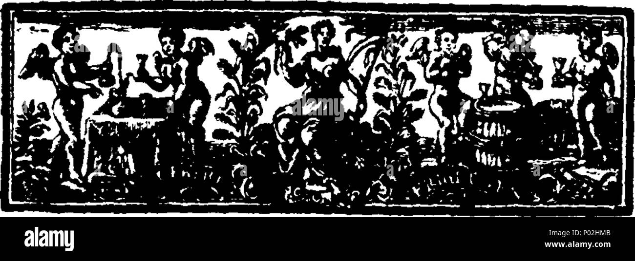 . Inglese: Fleuron dal libro: un catalogo dei dipinti originali, busti e figure scolpite, &c. &C. &C. ora presentando, dalla società di Sign-Painters, presso le grandi camere, l'estremità superiore del Bow-Street, Covent-Garden, quasi di fronte alla play-house passaggio. 33 un catalogo dei dipinti originali, busti e figure scolpite, etc Fleuron T071803-1 Foto Stock