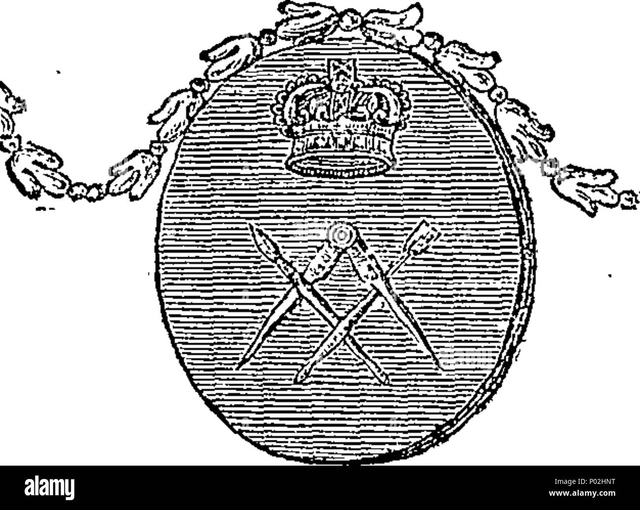 . Inglese: Fleuron dal libro: un catalogo delle foto, sculture, modelli, disegni di architettura, stampe, &c. presentata dalla società di artisti della Gran Bretagna, a loro academy, vicino a Exeter Exchange, Strand. Il mese di aprile il venticinquesimo, 1775. Il sedicesimo anno di esibire. 33 Un catalogo delle foto, sculture, modelli, disegni di architettura, stampe, etc Fleuron T072116-1 Foto Stock