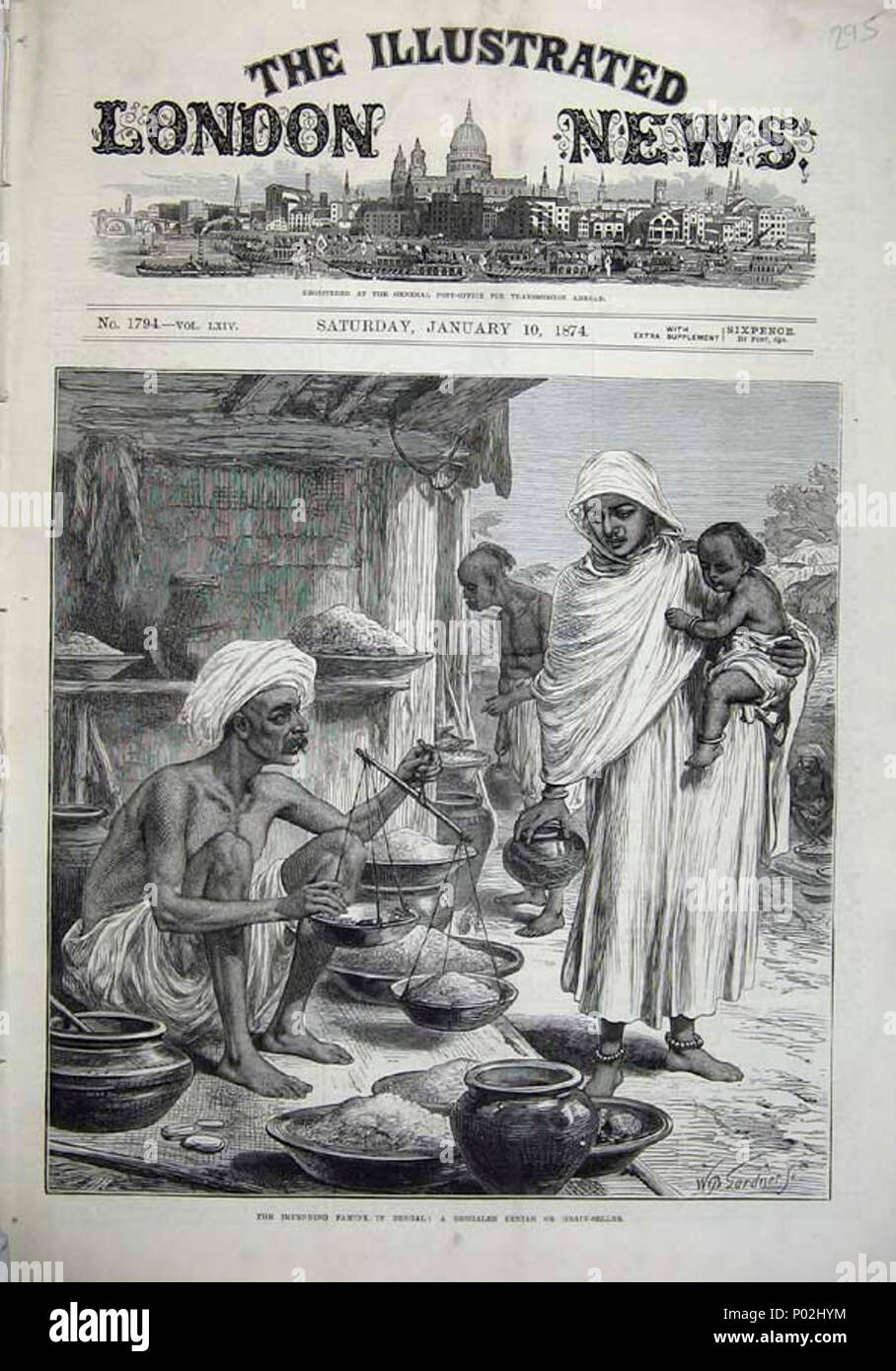 L'imminente carestia nel Bengala -- Un Bengalee Baniah o venditore di grano, dal Illustrated London News, 1874 Foto Stock