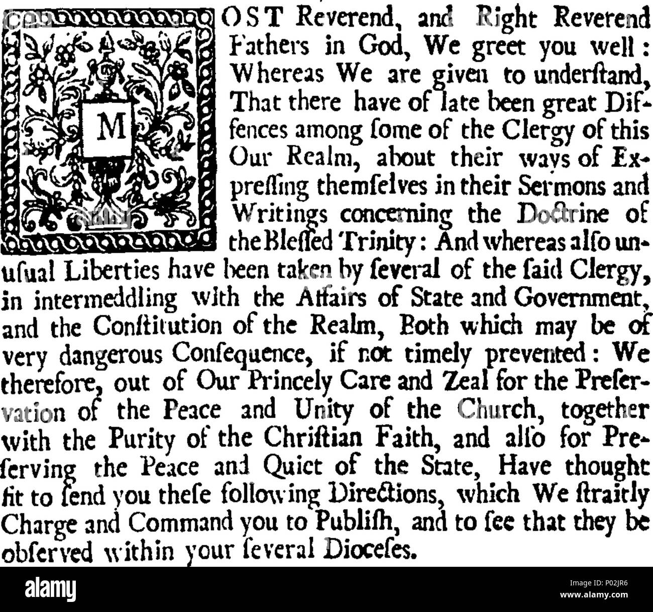 . Inglese: Fleuron dal libro: una raccolta di articoli, canoni, ingiunzioni, &c. insieme con diversi atti del Parlamento concernenti questioni ecclesiastiche; alcuni dei quali sono da leggere nelle chiese. 39 Una collezione di articoli, canonici, ingiunzioni, etc Fleuron T102478-9 Foto Stock