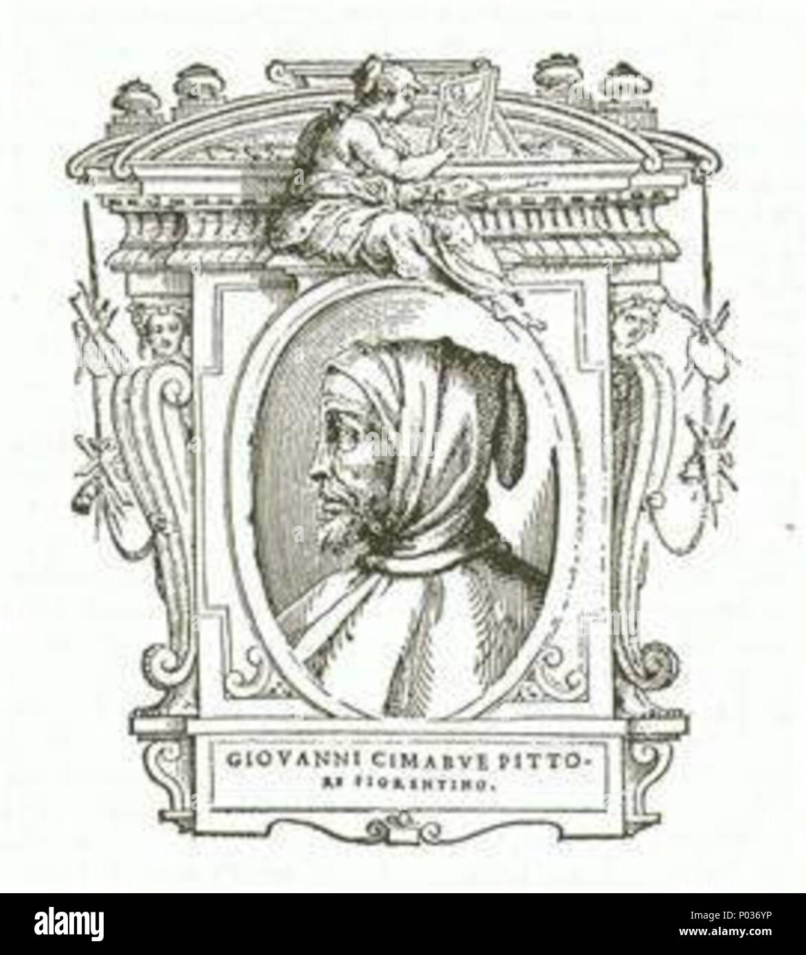 . Illustratio da 'Le vite' da Giorgio Vasari, edizione del 1568. Per l'artista ritratto vedere filename . 1568. Giorgio Vasari (1511-1578) nomi alternativi descrizione Vasari pittore italiano, architetto e storico della data di nascita e morte 30 Luglio 1511 27 Giugno 1578 Luogo di nascita e morte Arezzo Firenze sede di lavoro Firenze, Rom, Arezzo competente controllo : Q128027 VIAF:?ISNI 46768219:?0000 0001 2130 9590 ULAN:?500017608 LCCN:?n79084160 NLA:?35578126 WorldCat engravours sconosciuto 13 001 le vite, Cimabue Foto Stock