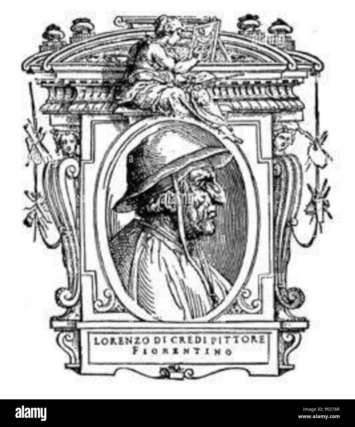 . Illustratio da 'Le vite' da Giorgio Vasari, edizione del 1568. Per l'artista ritratto vedere filename . 1568. Giorgio Vasari (1511-1578) nomi alternativi descrizione Vasari pittore italiano, architetto e storico della data di nascita e morte 30 Luglio 1511 27 Giugno 1578 Luogo di nascita e morte Arezzo Firenze sede di lavoro Firenze, Rom, Arezzo competente controllo : Q128027 VIAF:?ISNI 46768219:?0000 0001 2130 9590 ULAN:?500017608 LCCN:?n79084160 NLA:?35578126 WorldCat engravours sconosciuto 14 103 le vite, Lorenzo di Credi Foto Stock
