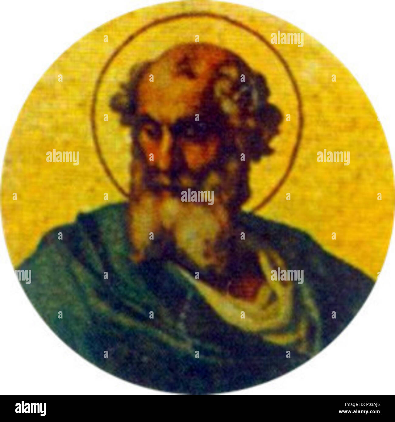 . Inglese: Ritratto di en:Papa Adeodato I in en:Basilica di San Paolo fuori le Mura a Roma Italiano: Ritratto di esso:Papa Adeodato I nella it:Basilica di San Paolo fuori la Mura, Roma . circa 1850. Unknown 23 68-St.Adeodato I Foto Stock