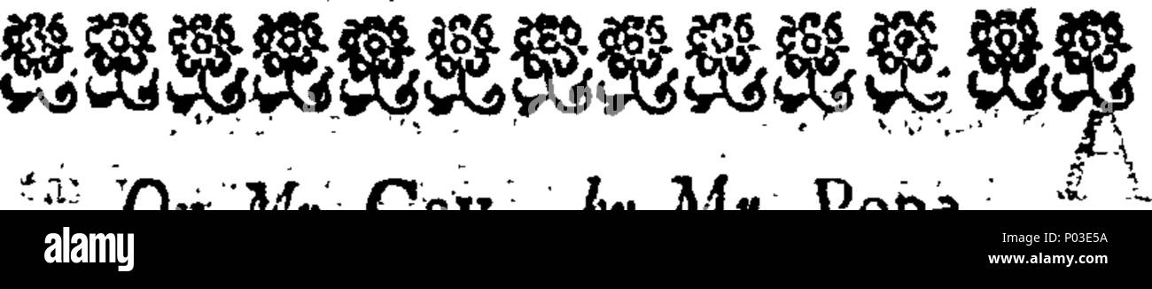 . Inglese: Fleuron dal libro: una scelta raccolta di poesie, mediante le più geniali uomini dell'età. Contenenti, poesie, Prologues, epiloghi, epigrammi, epitaffi, canzoni, &c. Essendo in numero di cento e di cinquanta compleat pezzi. Più accuratamente raccolti dai manoscritti originali di Joseph Yarrow, comico. 36 UNA SCELTA raccolta di poesie, mediante le più geniali uomini di età Fleuron T124643-20 Foto Stock