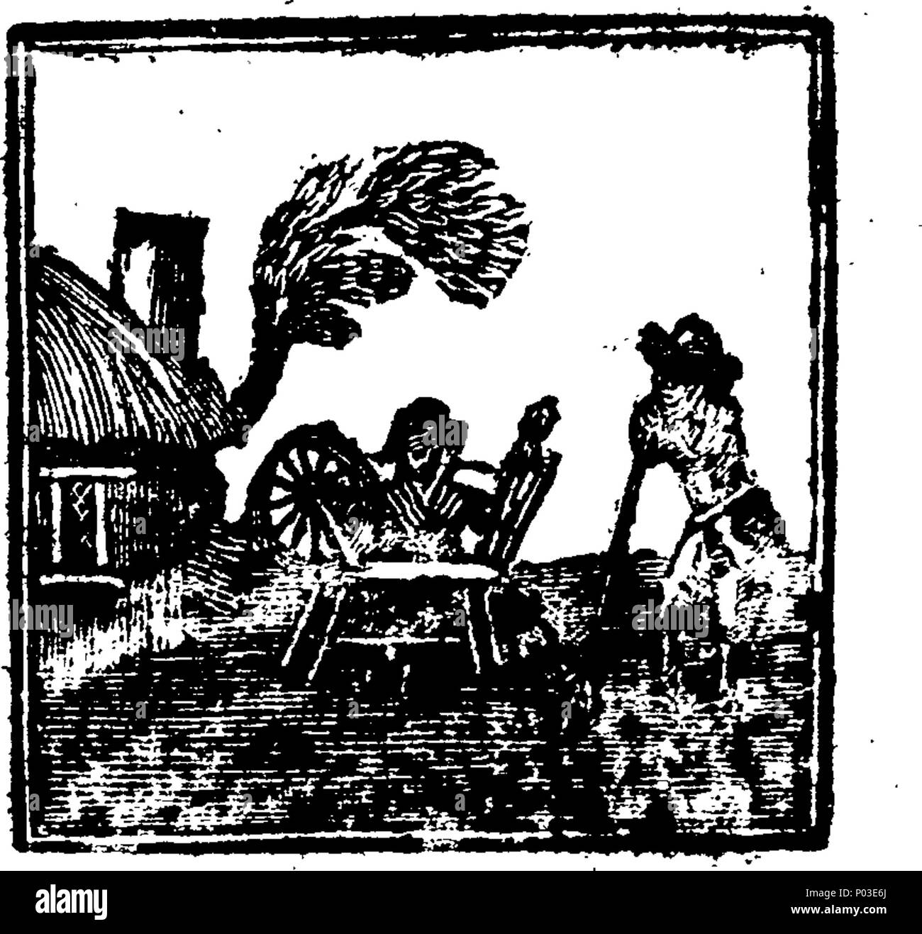. Inglese: Fleuron dal libro: una scelta garland, contenente tre ottimi brani. 1 la ruota che gira la sua gloria. 2, il braciere della figlia, o piuttosto Betsey. 3 L'apprendista di Londra. 36 UNA SCELTA garland, contenente tre ottimi brani Fleuron T030613-1 Foto Stock